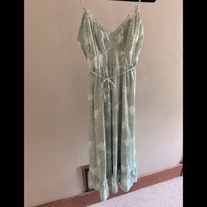 Sage Green Floral Midi Dress